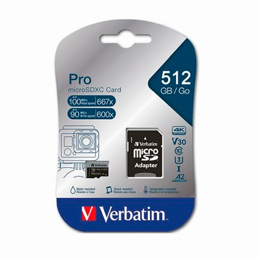 Cartão microSDXC VERBATIM Pro U3 512GB / Preto / 100003344_0