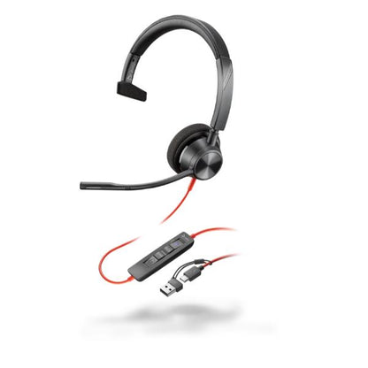 Auricular Poly Blackwire 3210 + Adaptador USB-C/A/ con Micrófono/ USB Tipo-C/ Bulk/ Negro_1