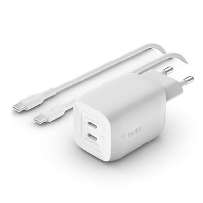 CARICABATTERIE 65W PPS DUAL USB-C GAN E CAVO 2M C-C 100W - BIANCO_1