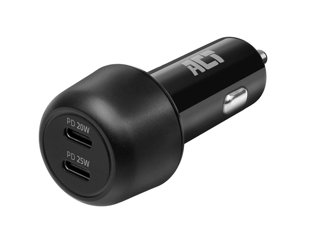 Carregador de isqueiro USB, 2 x USB-C, função Power Delivery, 45W, 3A, preto_0