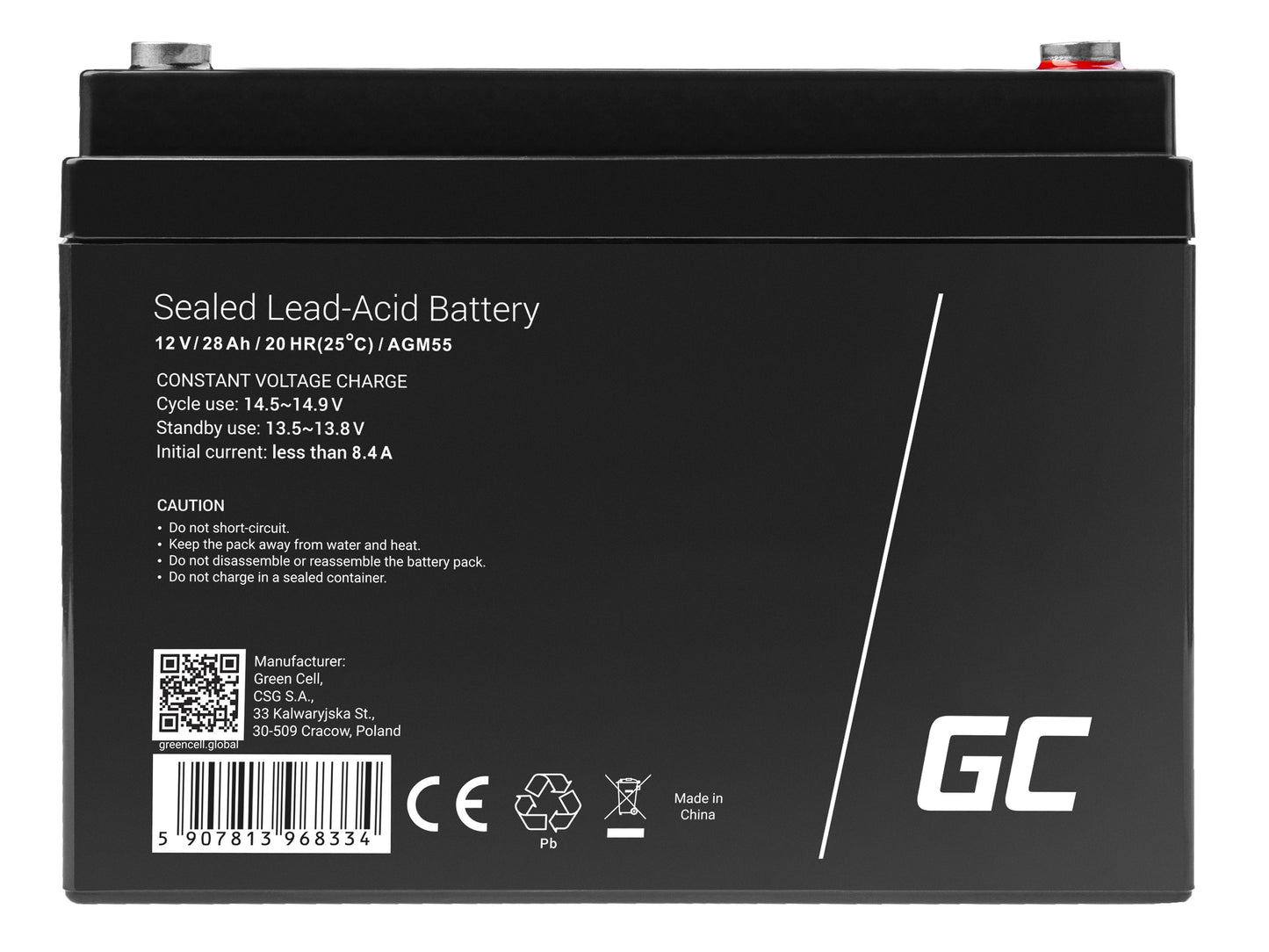 Green Cell AGM VRLA 12V 28Ah maintenance-free battery for boats, scooters, toys, wheelchairs kampera_3