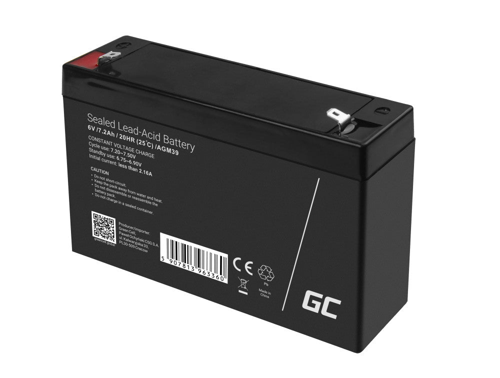Green Cell AGM VRLA 6V 7.2Ah maintenance-free battery for the alarm system, cash register, toys_8