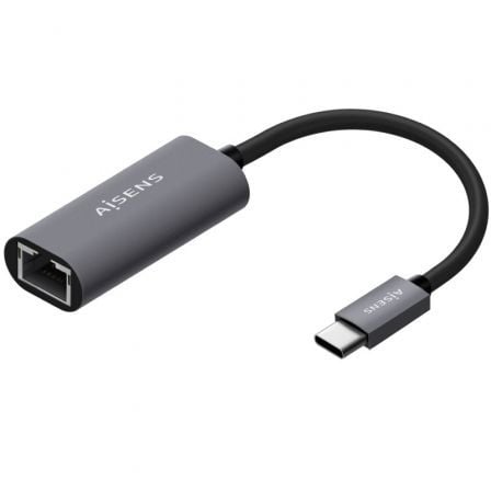 Adaptador USB Tipo-C AISENS A109-0709 / RJ45 Hembra / 1000Mbps / 15cm / Cinza