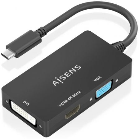 Conversor HDMI Aisens A109-0954/ USB Tipo-C Macho - DVI/HDMI/VGA Hembra/ 15cm/ Negro_0