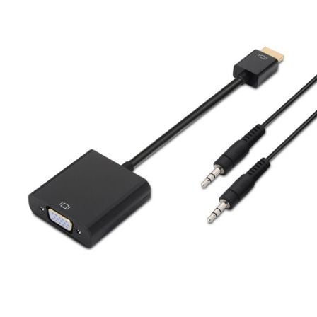 Conversor AISENS A122-0126 / HDMI Macho - VGA Hembra - Jack 3.5 Hembra / 10cm / Preto