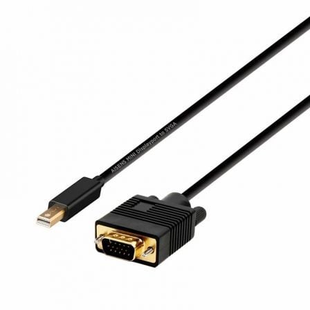 Cable Conversor AISENS A125-0362 / Mini DP Macho - VGA Macho / 2m / Preto