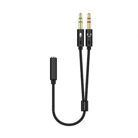 Adaptador Aisens A128-0418/ Jack 3.5 Hembra - 2x Jack 3.5 Macho/ 25cm/ Negro_0