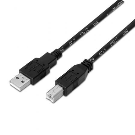 Cabo USB 2.0 AISENS A101-0007 / Macho Tipo-B / 3m / Preto / Até 2.5W / 60Mbps