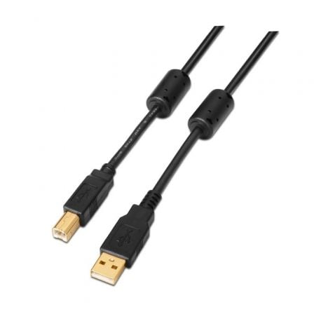 Cabo USB 2.0 AISENS A101-0009 / USB Tipo-B Macho / 2m / Preto / Até 2.5W / 60Mbps