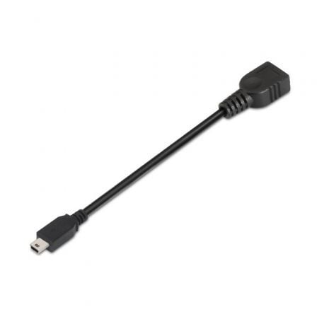 Cabo USB 2.0 Aisens A101-0033 / MiniUSB Macho - USB Fêmea / Até 2.5W / 60Mbps / 15cm / Preto