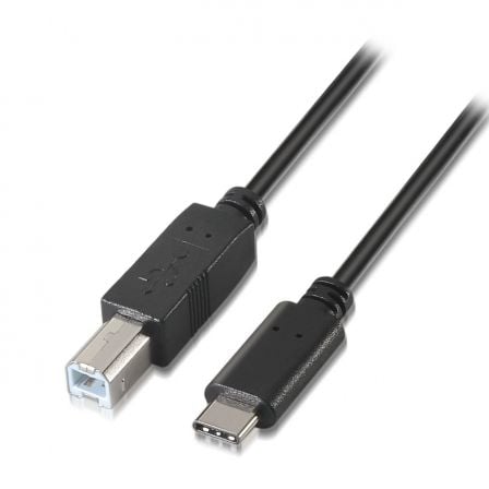 Cabo USB 2.0 AISENS A107-0053 / USB Tipo-C Macho - USB Tipo-B Macho / Até 9W / 625Mbps / 1m / Preto