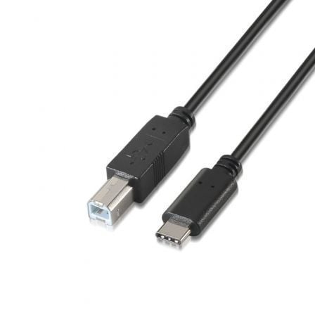Cabo USB 2.0 AISENS A107-0054 / USB Tipo-C Macho / USB Tipo-B Macho / 2m / Preto