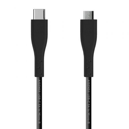 Cabo USB 2.0 AISENS A107-0349 / Tipo-C Macho - MicroUSB Macho / 1m / Preto