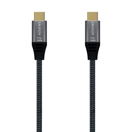 Cable USB 2.0 Tipo-C AISENS A107-0628 / Gris / 100W / 1m