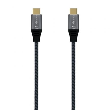 Cabo USB 3.2 Tipo-C AISENS / 100W / 2500Mbps / 60cm / Cinza / A107-0670