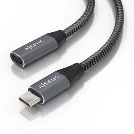 Cable Alargador AISENS / USB 3.2 USB Tipo-C Macho - USB Tipo-C Hembra / 1.5m / Gris / A107-0761