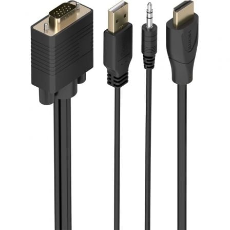 Cable Conversor Aisens A122-1013 SVGA Macho - USB Macho - Jack Macho/ HDMI Macho/ 1m/ Negro_0