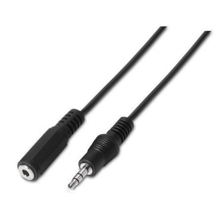 Adaptador Estéreo Aisens A128-0146/ Jack 3.5 Macho - Jack 3.5 Hembra/ Hasta 0.1W/ 3m/ Negro_0