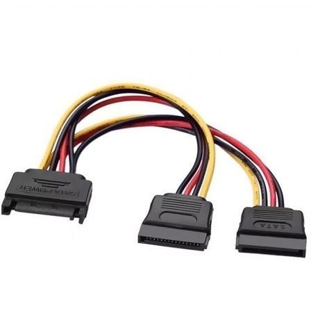 Cabo Alimentação AISENS A131-0353 / 2x SATA Hembra / Até 54W / 20cm / Preto