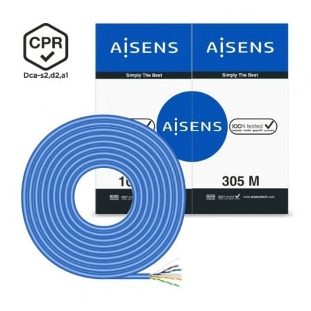 Bobina de Cable RJ45 UTP AWG24 LSZH CPR Dca Aisens A135-0663 Cat.6/ 305m/ Azul_0