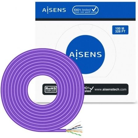 Bobina de Cable RJ45 AWG23 UTP Aisens A135-0747 Cat.6/ LSZH/ 100m/ Violeta_0