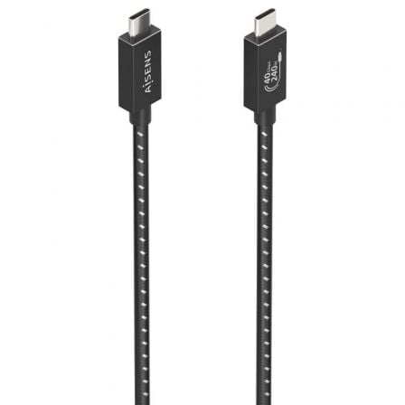 Cable USB 4.0 Tipo-C Aisens A156-0866/ USB Tipo-C Macho - USB Tipo-C Macho/ Hasta 240W/ 40Gbps/ 50cm/ Gris_0