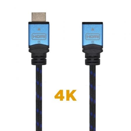 Cable Alargador HDMI AISENS A120-0453 / 2m / Preto / Azul