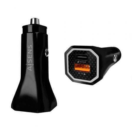 Cargador de Coche Aisens ASCH-CAR2PQC-BK/ 1xUSB-Tipo C/ 1xUSB/ 38W_0