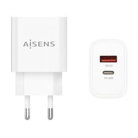 Cargador de Pared Aisens A110-0681/ 1xUSB Tipo-C/ 1xUSB/ 20W_0