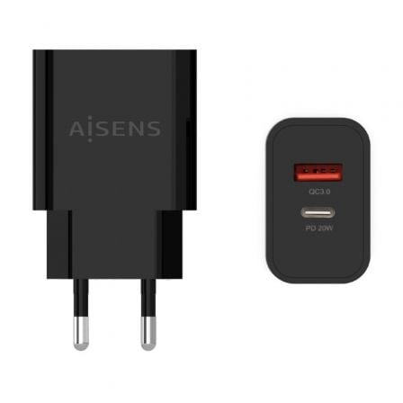 Cargador de Pared Aisens A110-0682/ 1xUSB Tipo-C/ 1x USB/ 20W_0