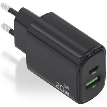 Cargador GaN de Pared Aisens A110-0910/ 1xUSB Tipo-C/ 1xUSB/ 20W/ Negro_0