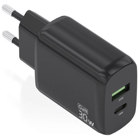 Cargador GaN de Pared Aisens A110-0924/ 1xUSB Tipo-C/ 1xUSB/ 30W/ Negro_0