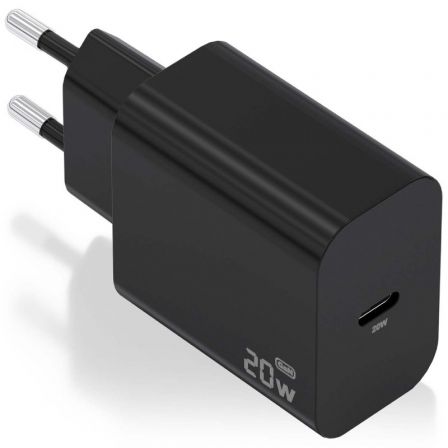 Cargador de Pared GaN Aisens A110-0939/ 1xUSB Tipo-C/ 20W/ Negro_0