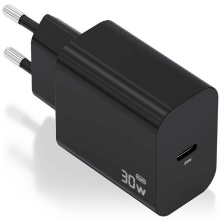 Cargador de Pared GaN Aisens A110-0941/ 1xUSB Tipo-C/ 30W/ Negro_0