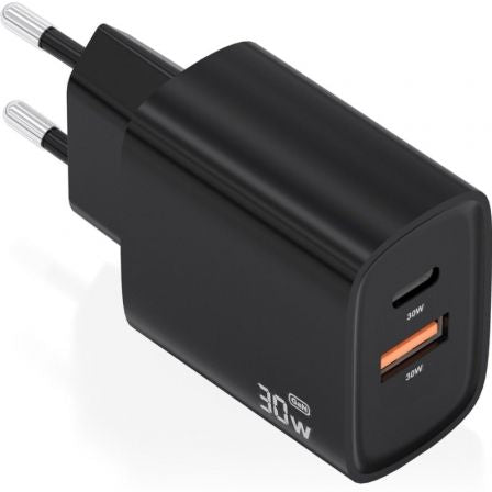 Cargador de Pared GaN Aisens A110-0953/ 1xUSB Tipo-C/ 1xUSB/ 30W/ Negro_0