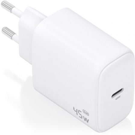 Cargador de Pared GaN Aisens A110-0969/ 1xUSB Tipo-C/ 45W/ Blanco_0