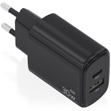 Cargador de Pared GaN Aisens A110-0978/ 1xUSB Tipo-C/ 1xUSB/ 30W/ Negro_0