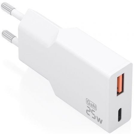 Cargador de Pared GaN Aisens A110-1000/ 1xUSB Tipo-C/ 1xUSB/ 25W/ Blanco_0