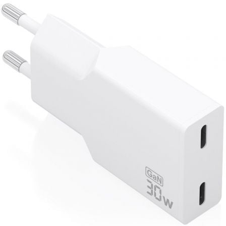 Cargador de Pared GaN Aisens A110-1003/ 2xUSB Tipo-C/ 30W/ Blanco_0