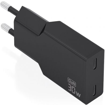 Cargador de Pared GaN Aisens A110-1006/ 2xUSB Tipo-C/ 30W/ Negro_0