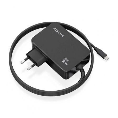 Cargador Gan de Pared Aisens ASCH-1PD90WL034-BK/ 1xUSB Tipo-C + Cable 1.8m/ 90W_0