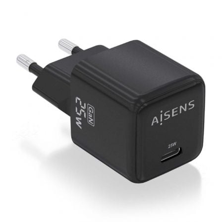Cargador Gan de Pared Aisens ASCH-25W1P013-BK/ 1xUSB Tipo-C/ 25W_0