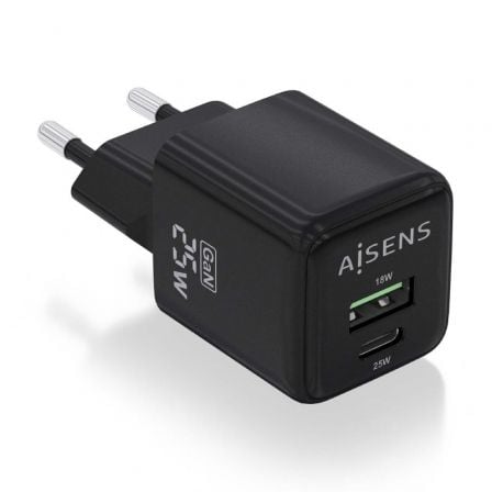 AISENS ASCH-25W2P015-BK cargador de dispositivo móvil Universal Corriente alterna Carga rápida Interior_0