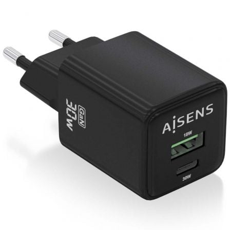 AISENS ASCH-30W2P038-BK cargador de dispositivo móvil Universal Corriente alterna Carga rápida Interior_0
