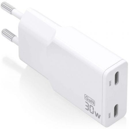 Cargador GaN de Pared Aisens ASCH-30W2P048-W/ 2xUSB Tipo-C/ 30W/ Blanco_0