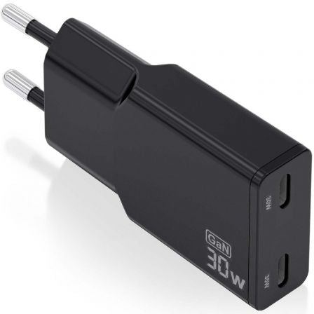 Cargador Gan de Pared Aisens ASCH-30W2P049-BK/ 2xUSB Tipo-C/ 30W/ Negro_0