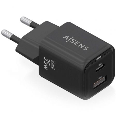 Cargador Gan de Pared Aisens ASCH-35W2P025-BK/ 1xUSB Tipo-C/ 1xUSB/ 35W_0