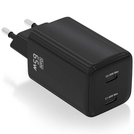 Cargador Gan de Pared Aisens ASCH-65W2P040-BK/ 2xUSB Tipo-C/ 65W_0