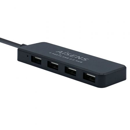 Hub USB 2.0 AISENS A104-0402 / 4xUSB / Preto