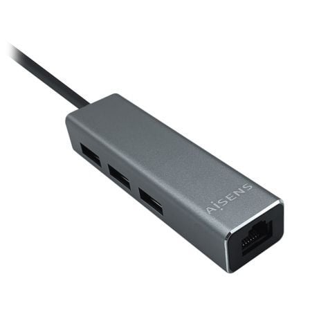 Hub USB 3.0 AISENS / 3xUSB / 1xRJ45 / Gris / A106-0401